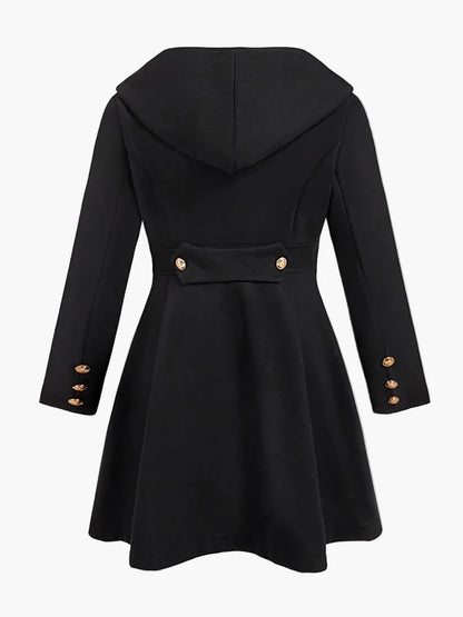 Dam Kappa med Huva och Dubbla Knappslåar – Elegant Plus Size Vår & Höstjacka