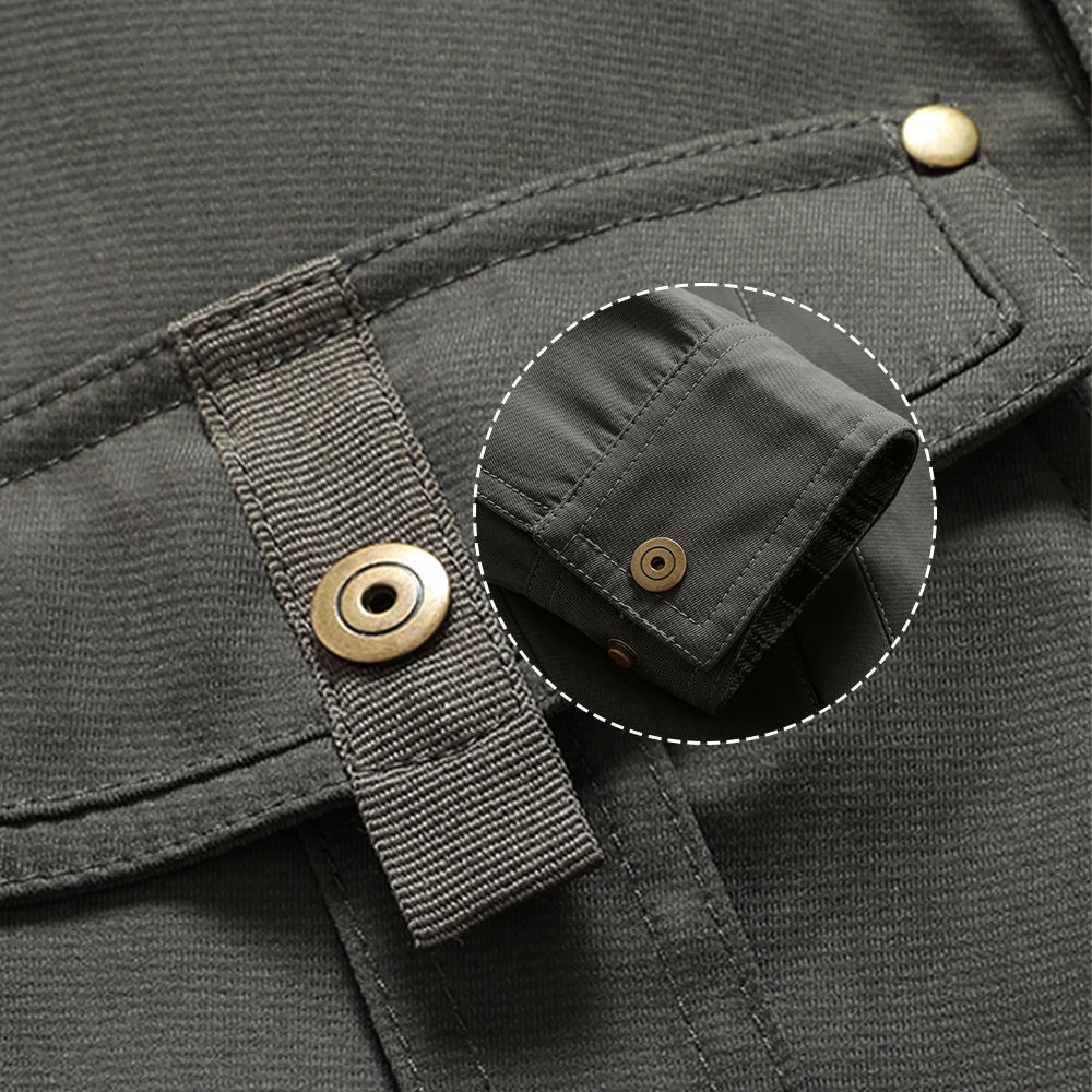 Herr Skjortjacka Vår Flanellfodrad Shacket Västra Stil Fritidsskjorta med Tryckknappar