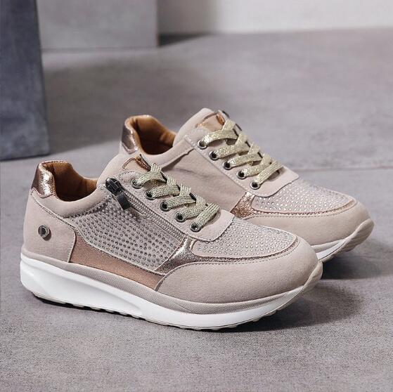 Dam Sneakers för Vardagsbruk med Dragkedja och Bekväm Platåsula – Sportig och Trendig Stil