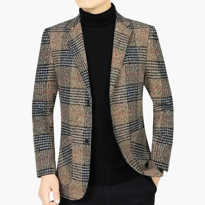 Herr Blazer Rutig Klassisk Stil för Affär och Fritid