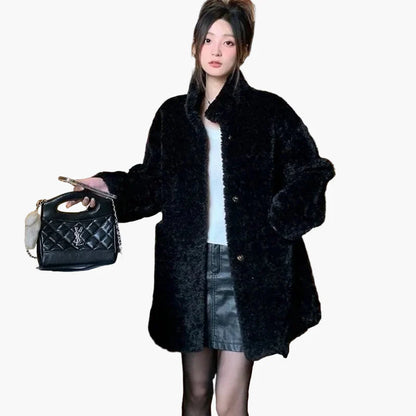 Dam Teddyjacka Vintage Oversize Vinterjacka Mode