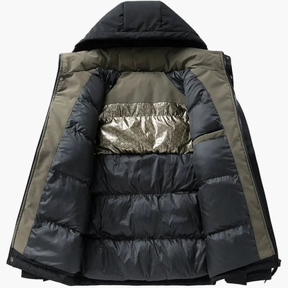 Herr vinterjacka med huva och rak passform – trendig och varm ytterjacka för vardagsbruk