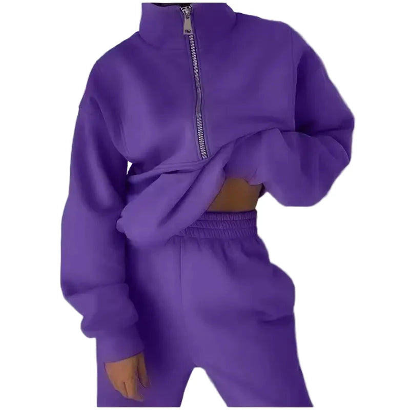 Damers sportiga halvzip set – avslappnad och modern träningsdräkt för vardag och fritid