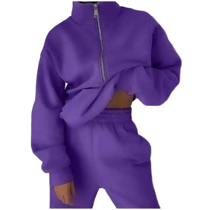 Damers sportiga halvzip set – avslappnad och modern träningsdräkt för vardag och fritid