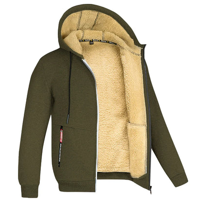 Lätt fodrad hoodie herr – tunn teddyfodrad huvtröja med dragkedja för sommarkvällar