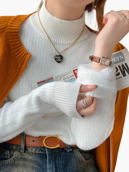 Dam Tröja Polokrage Elegant Vardagsstil Stickad Pullover