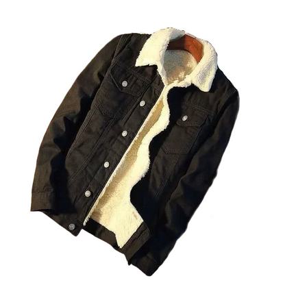 Herrjacka – Klassisk Vardagsjacka med Fårskinnskrage och Ledig Passform