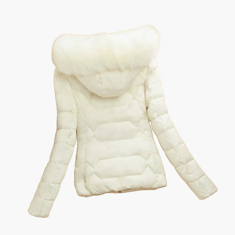 Dam Vinterjacka med Pälshuva – Elegant Vadderad Vardagsjacka