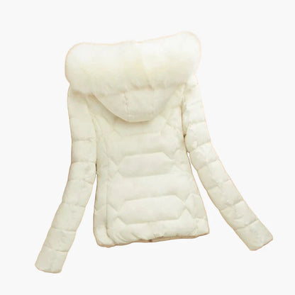 Dam Vinterjacka med Pälshuva – Elegant Vadderad Vardagsjacka