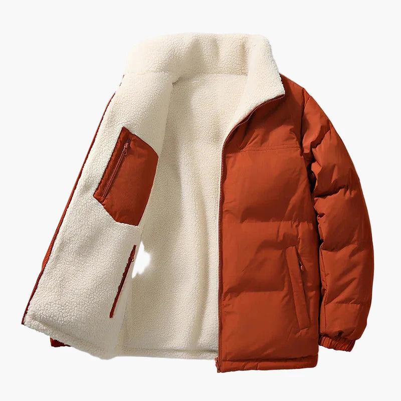 Herr Vinterjacka Lös Passform Urban Stil Varm Fleecefodrad