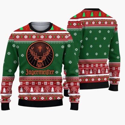 Herr Jultröja Jägermeister Ugly Christmas Sweater – Festlig Stickad Tröja för Högtider och Fester