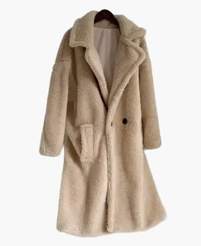 Dam Teddy Pälsrock Lång Oversize Vinterjacka Trendig