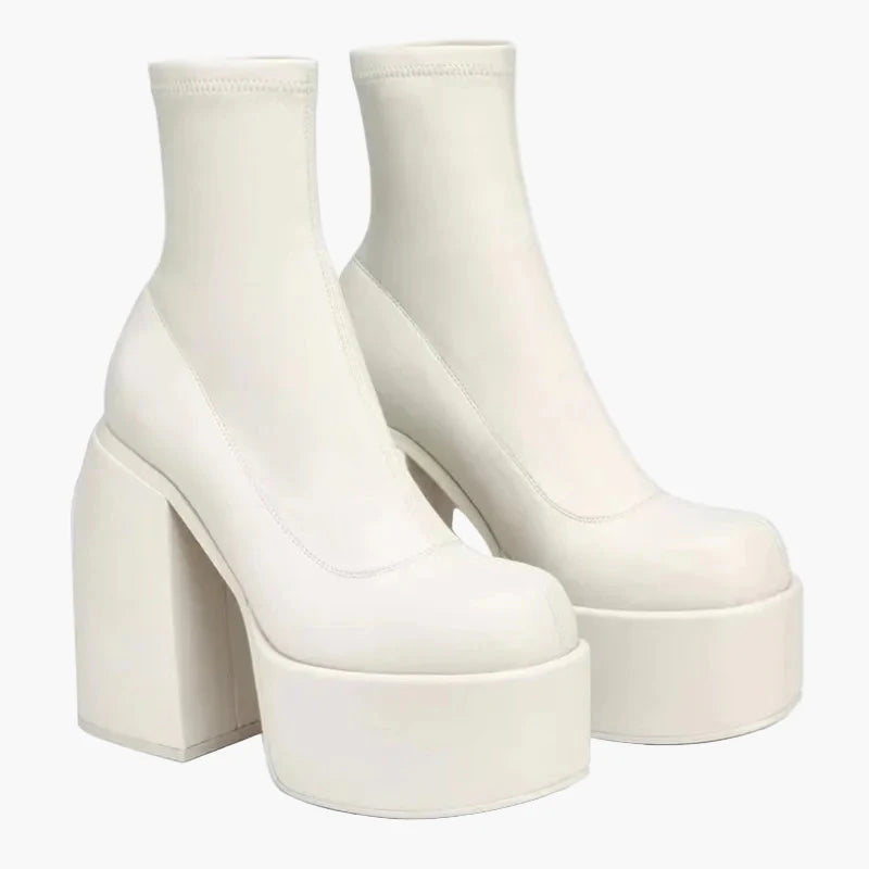 Dam Plattform Stövletter Med Tjock Klack För Fest och Mode