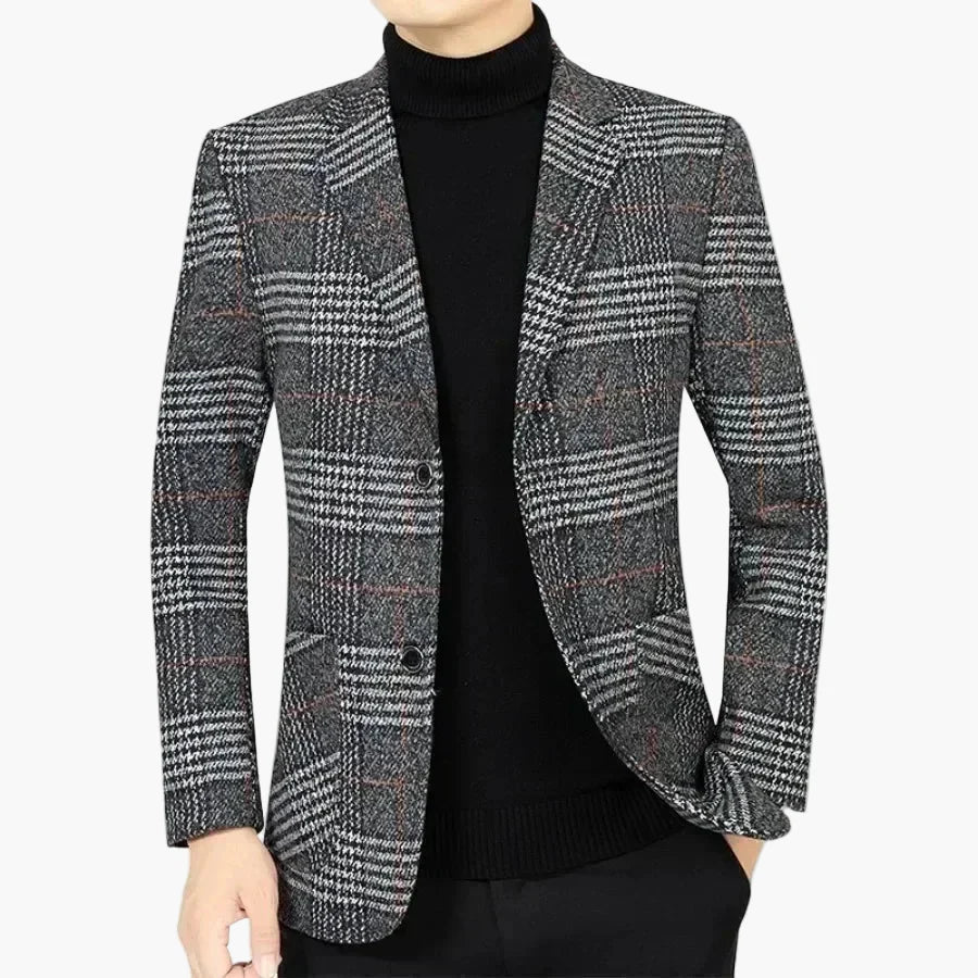 Herr Blazer Rutig Klassisk Stil för Affär och Fritid