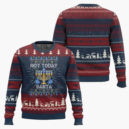 Herrjultröja Rolig "Not Today Santa" Hanukkah Ugly Christmas Sweater för Fest och Högtid