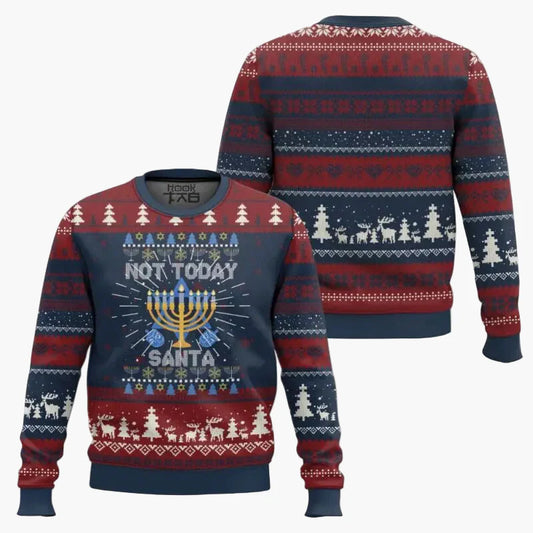 Herrjultröja Rolig "Not Today Santa" Hanukkah Ugly Christmas Sweater för Fest och Högtid