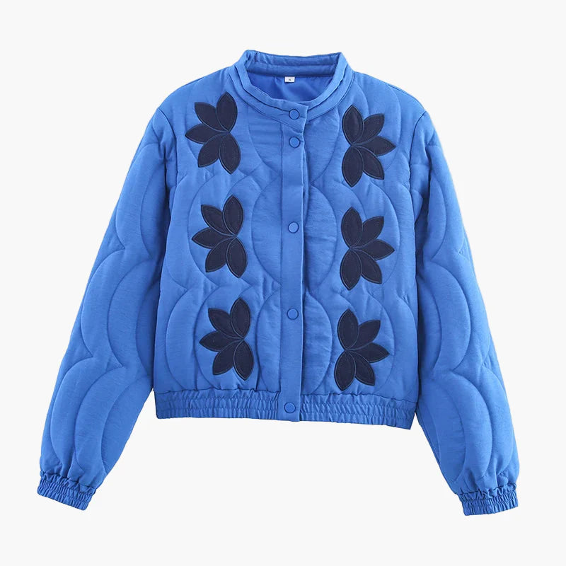 Dam Quiltad Blommig Jacka – Trendig Vårjacka för Avslappnad Stil