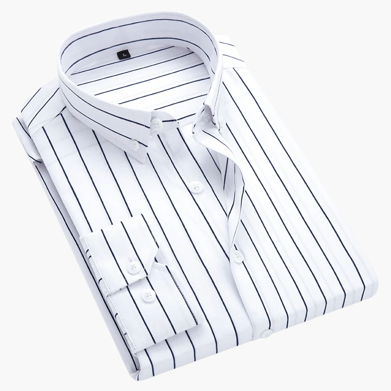 Herr Skjorta Randig Affärs- och Fritidsstil – Elegant Button-Down