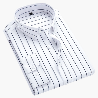 Herr Skjorta Randig Affärs- och Fritidsstil – Elegant Button-Down