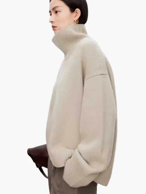 Dam Tröja Polokrage Oversize Stickad Elegant Vardagsmode