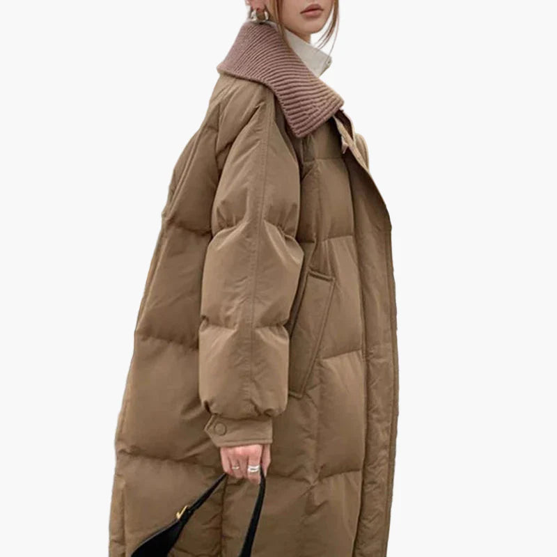 Dam Pufferjacka med Avslappnad Passform och Trendig Krage – Perfekt för Vardagsbruk