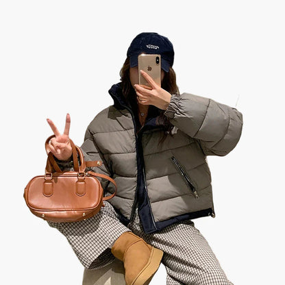 Dam Vinterjacka Puffermodell Kort Vardaglig Trendig