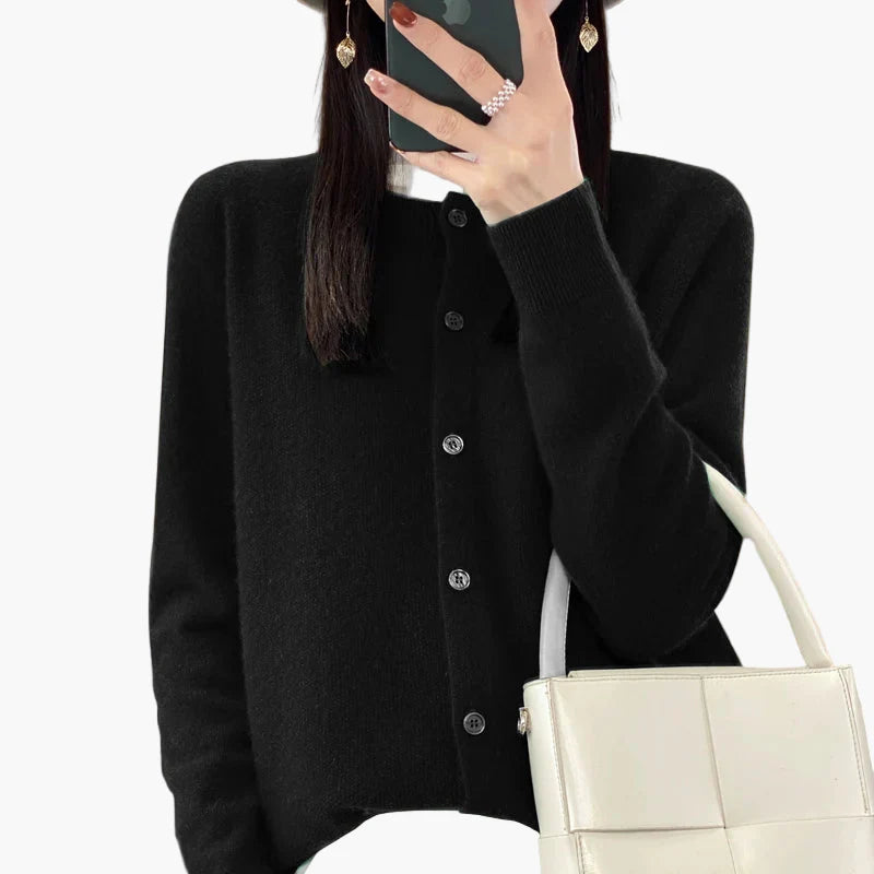 Dam Kofta Klassisk Vardagsstil – Långärmad Knapptröja Perfekt för Höst och Vinter