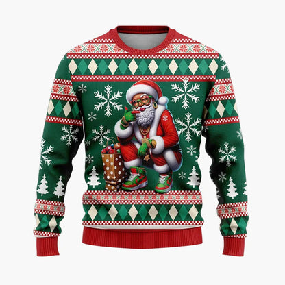 Herr Jultröja Ugly Christmas Sweater Street Style Santa – Perfekt för Julfest