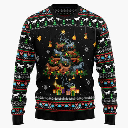 Herr jultröja med rolig hästdesign – Ugly Christmas Sweater för fest och vardag