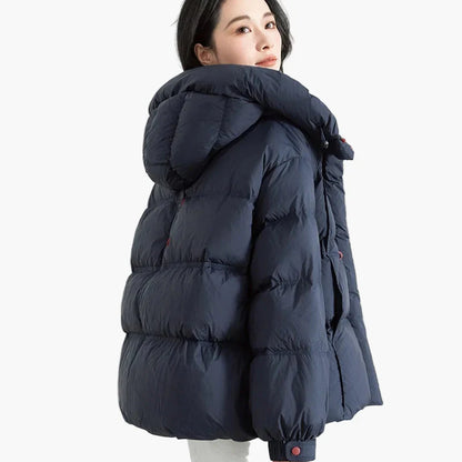 Dam Vinterjacka Oversized Pufferjacka Varm och Trendig Ytterplagg Fritid