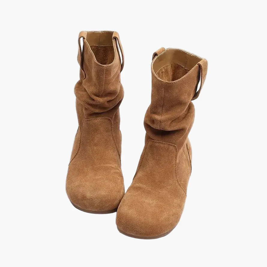 Damers slouchiga modeboots med låg klack för vardagsbruk