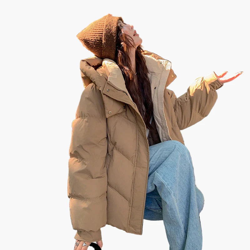 Dam Vinterjacka Oversize Varm Trendig Fritidsstil