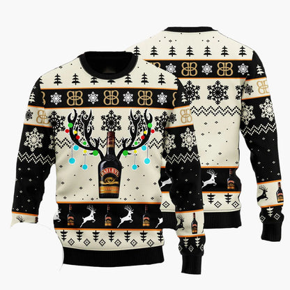 Herr Jultröja Jägermeister Ugly Christmas Sweater – Festlig Stickad Tröja för Högtider och Fester
