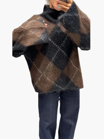 Damtröja med Oversized Rutmönster – Trendigt och Varmt för Vardagsbruk