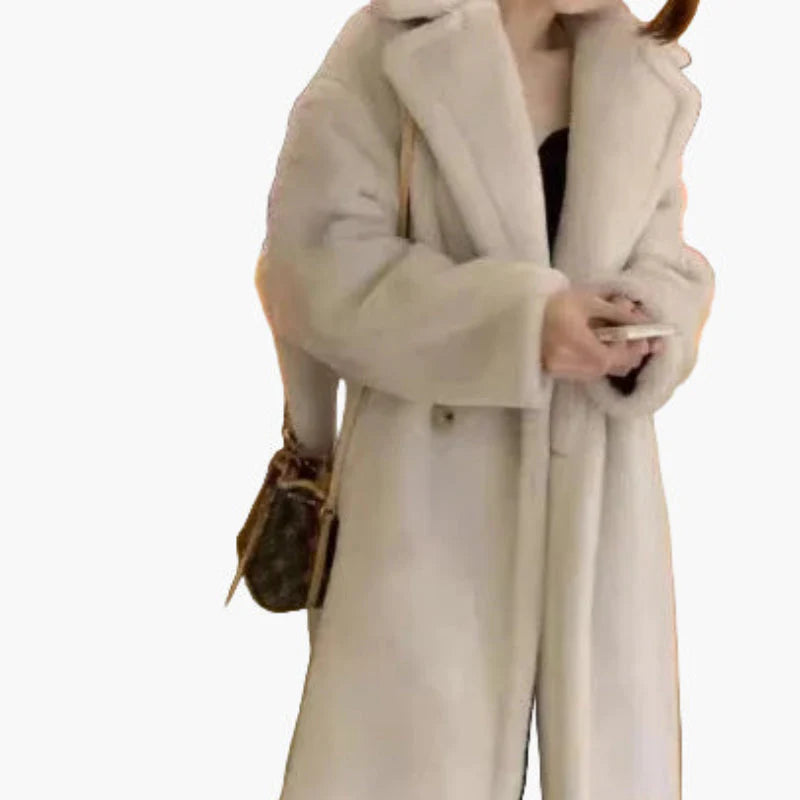 Dam Lång Oversize Teddykappa – Trendig Vinterrock för Vardag och Fest