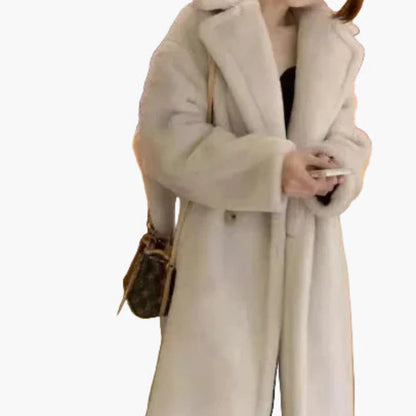 Dam Lång Oversize Teddykappa – Trendig Vinterrock för Vardag och Fest