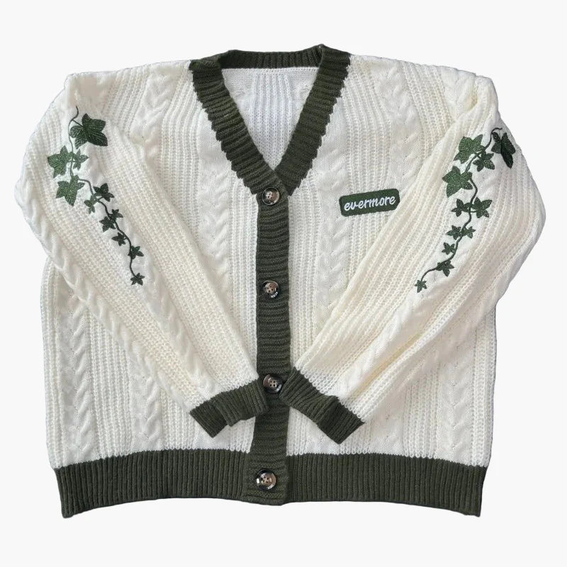 Kvinnors trendig stickad kofta med blommig brodyr och avslappnad passform – perfekt för vardagsstil