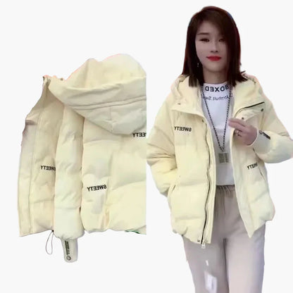 Damjacka med huva och avslappnad stil – Vinterjacka för vardagsbruk