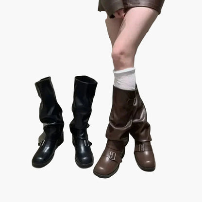 Damstövlar med Spänne och Låg Klack – Trendiga Höst- och Vinterboots för Kvinnor