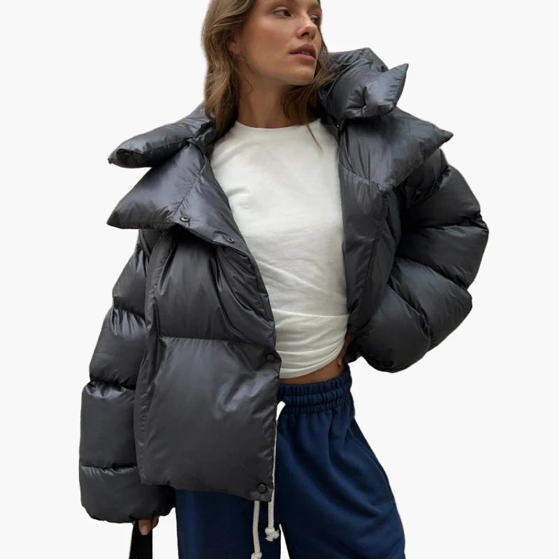 Dam Vinterjacka Oversized Vadderad Puffjacka för Vardagsbruk och Utomhusaktiviteter
