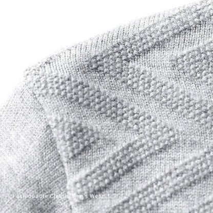 Herr Stickad Tröja med Falsk Skjortkrage – Elegant Vardagsstil och Affärslook