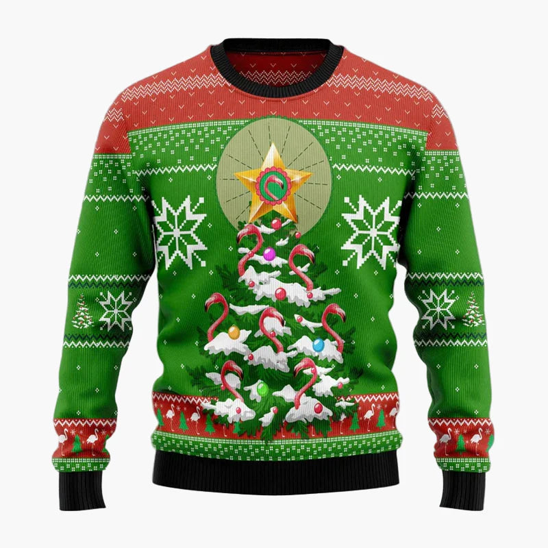 Herr & Dam Jultröja Flamingo Rolig Ugly Christmas Sweater – Perfekt för Fest och Familj