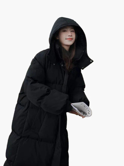 Dam Lång Pufferjacka Vinter Varm Oversized Parkas