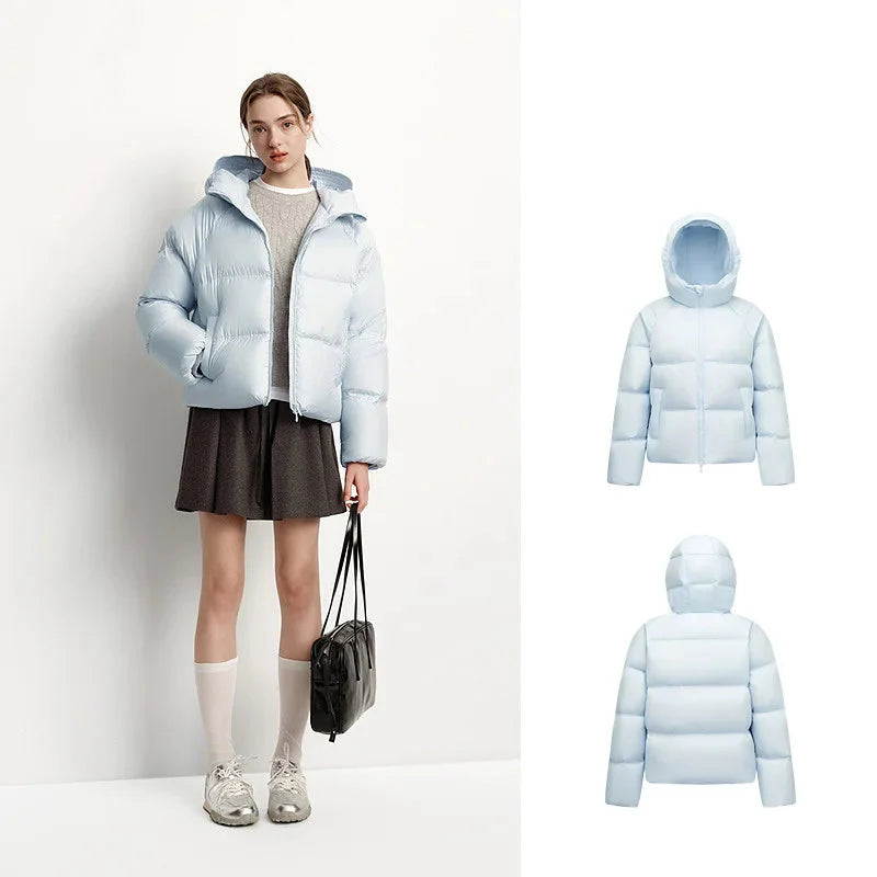 Dam Kort Vinterjacka med Huva – Trendig och Varm för Vardagsbruk