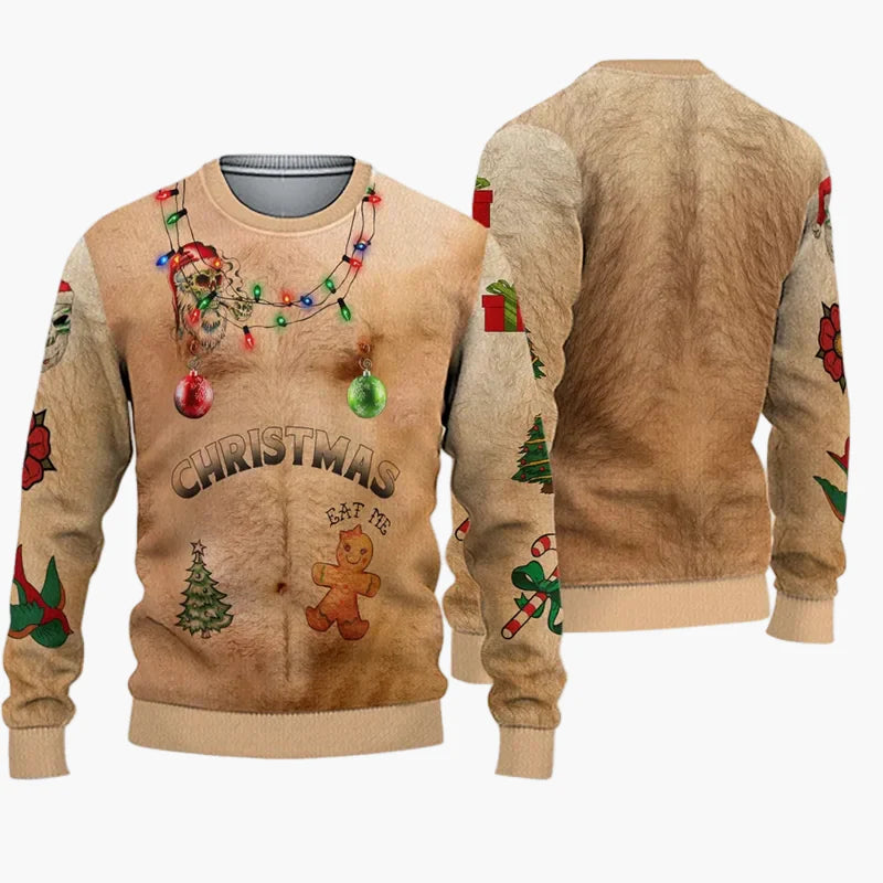 Herr Jultröja Ugly Christmas Sweater Christmas Bros med Tomten och Jesus – Rolig Festtröja