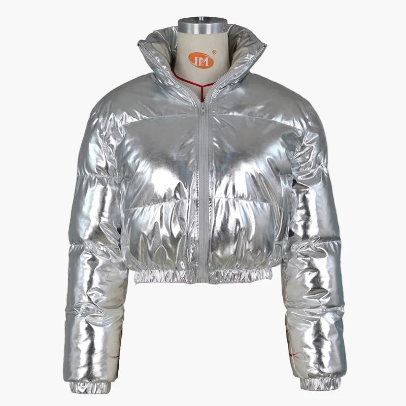 Damjacka Kort Blank Puffermodell – Trendig Vinterstil för Kvinnor