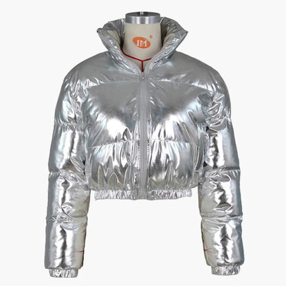 Damjacka Kort Blank Puffermodell – Trendig Vinterstil för Kvinnor