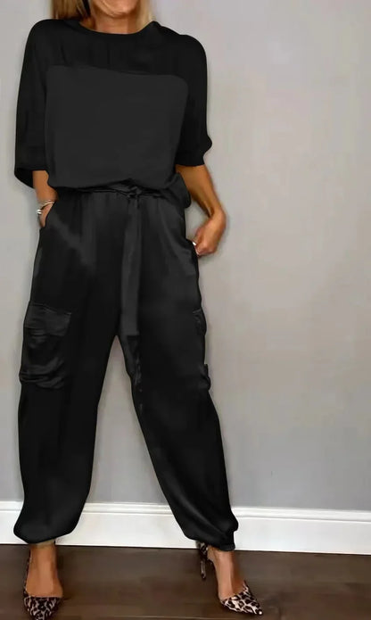 Danielle – Elegant Satin Tvådelad Set för Kvinnor
