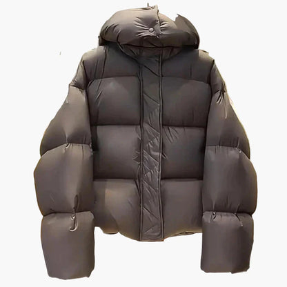 Herrarnas Vinterjacka Oversized Puffer Jacka med Huva – Trendig och Varm för Kall Vardag