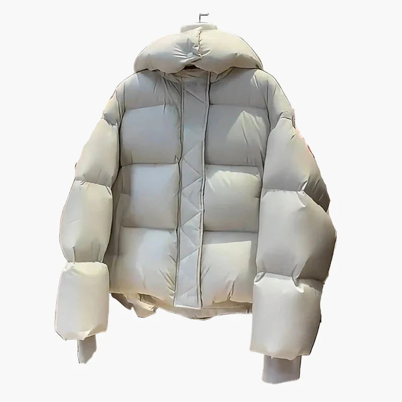 Herrarnas Vinterjacka Oversized Puffer Jacka med Huva – Trendig och Varm för Kall Vardag
